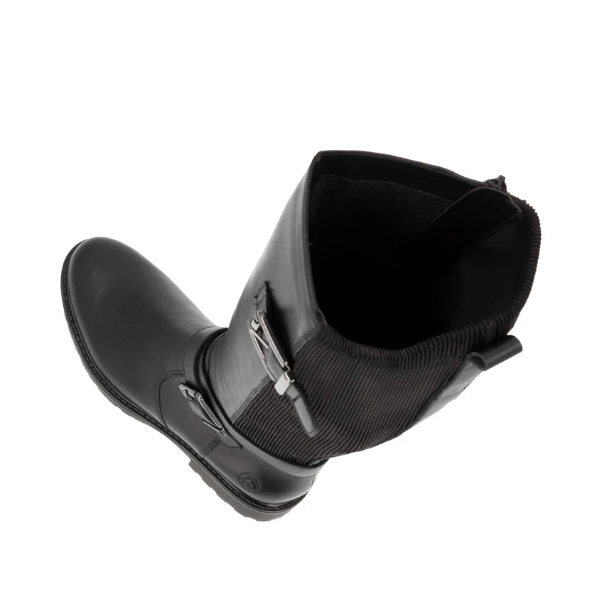 Remonte Knee High Flat Black Leather Boot R6593-00