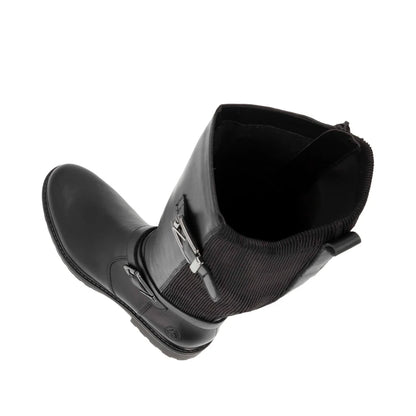 Remonte Knee High Flat Black Leather Boot R6593-00