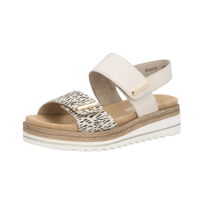 Remonte Wedge Sandal Cream Leather D0Q59