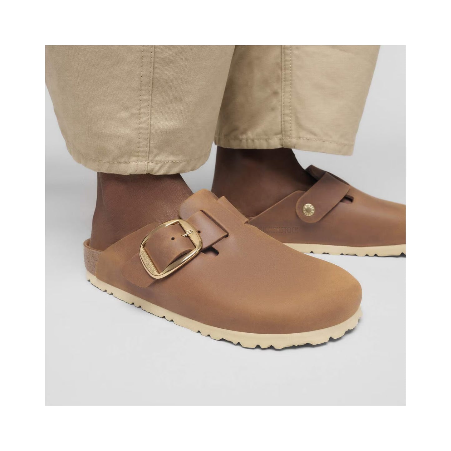 Birkenstock Boston Big Buckle Tan Gold