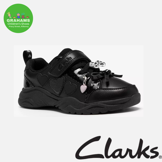 Clarks Featherskip Black Patent School Shoe