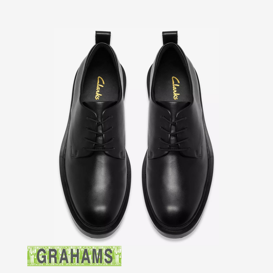 Clarks Previa Lace Black Leather School Shoe
