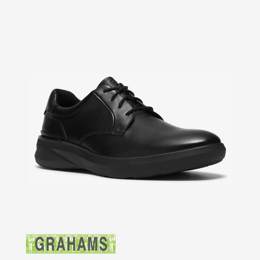 Clarks Code H Extra Wide Black Leather Lace Shoe