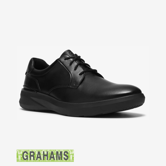 Clarks Cotrell Edge Black Leather Wide Fit