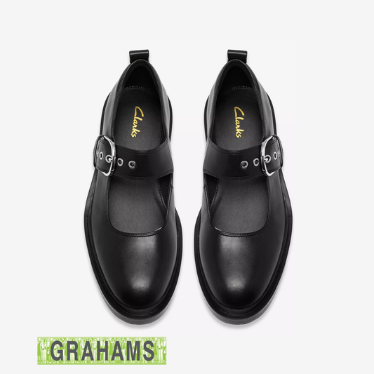 Clarks Previa Bar Black Leather Shoe