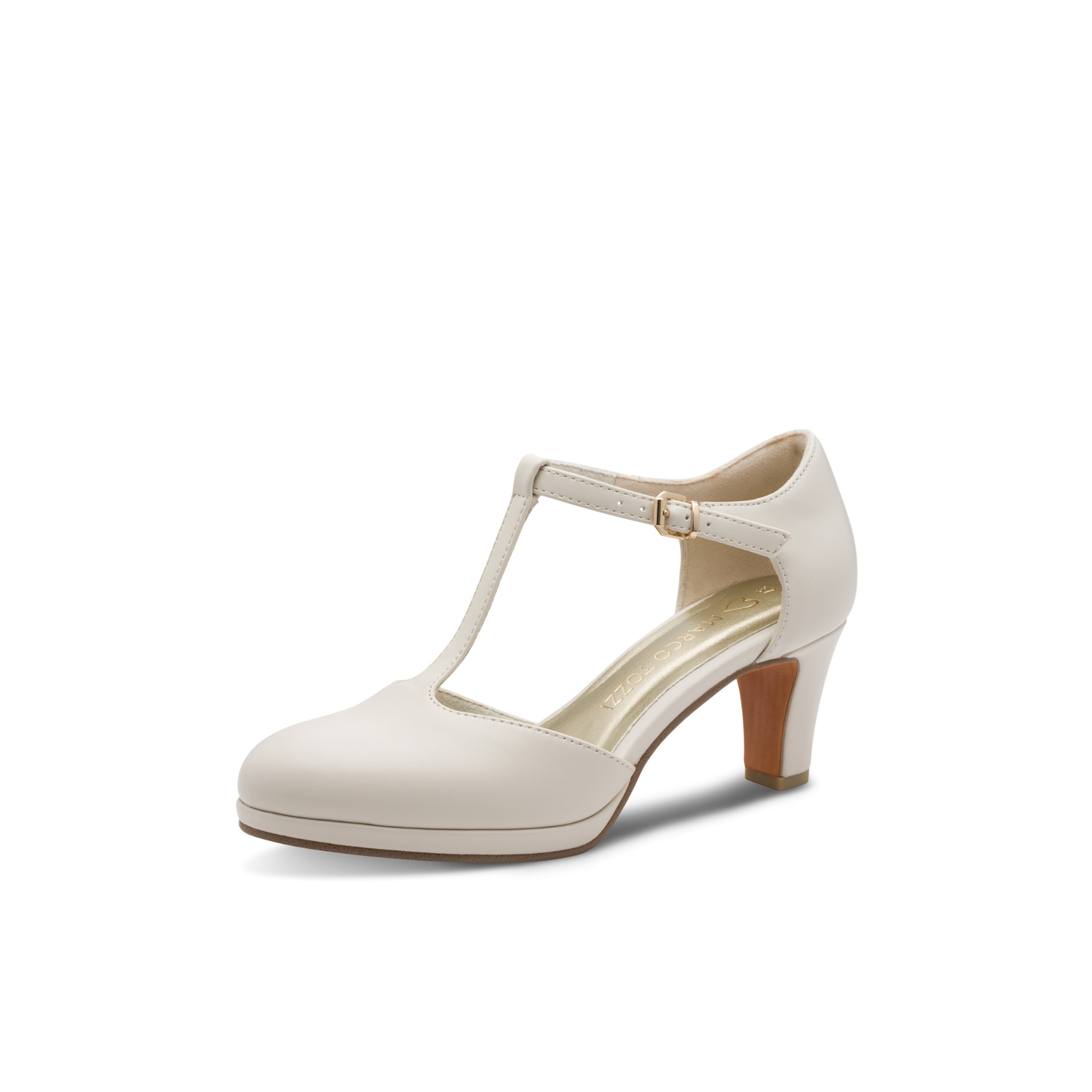 Marco Tozzi Cream T-Bar Mid Heel 24419-45