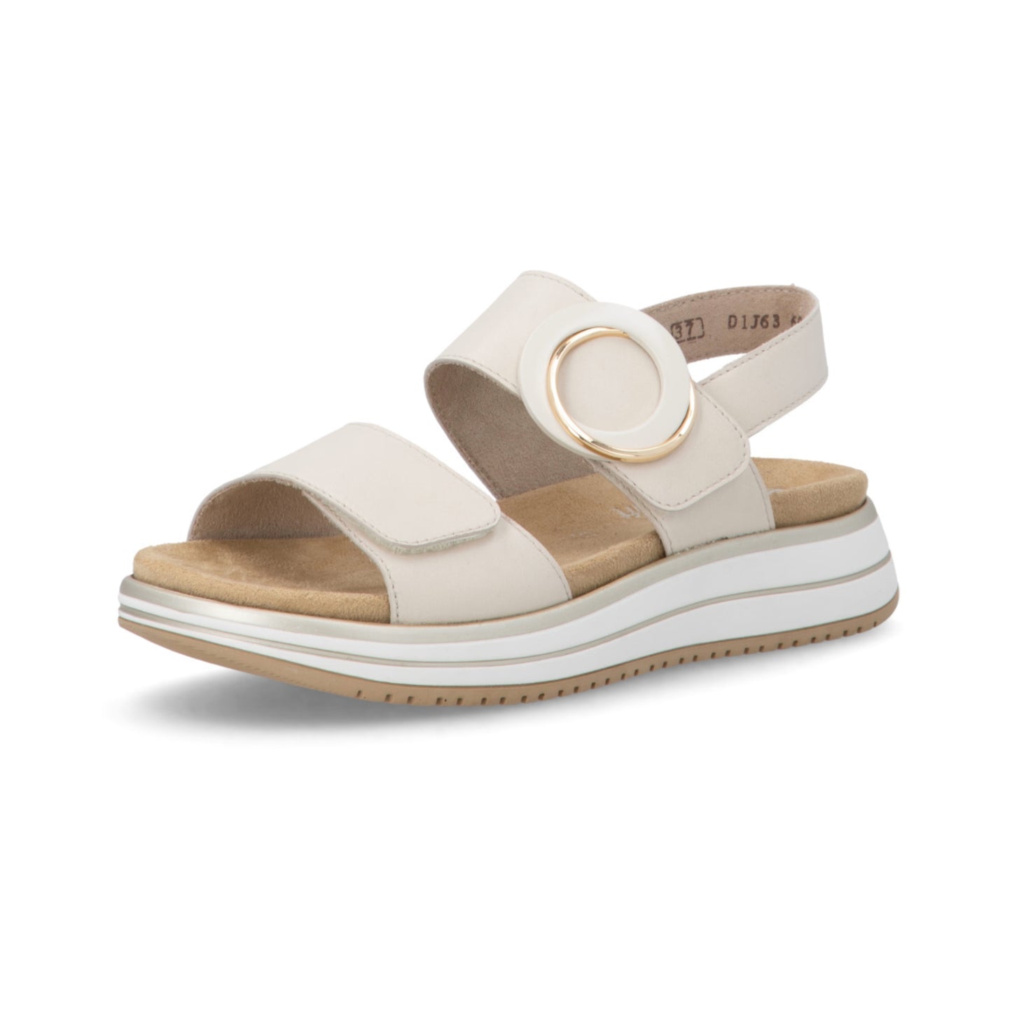 Remonte Cream Velcro Leather Sandal D1J63