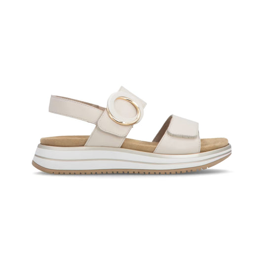 Remonte Cream Velcro Leather Sandal D1J63