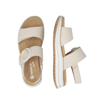 Remonte Cream Velcro Leather Sandal D1J63