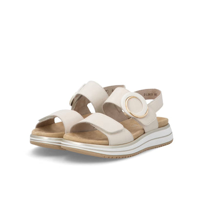 Remonte Cream Velcro Leather Sandal D1J63