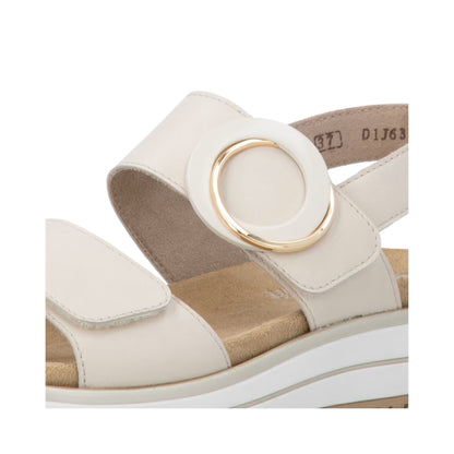 Remonte Cream Velcro Leather Sandal D1J63