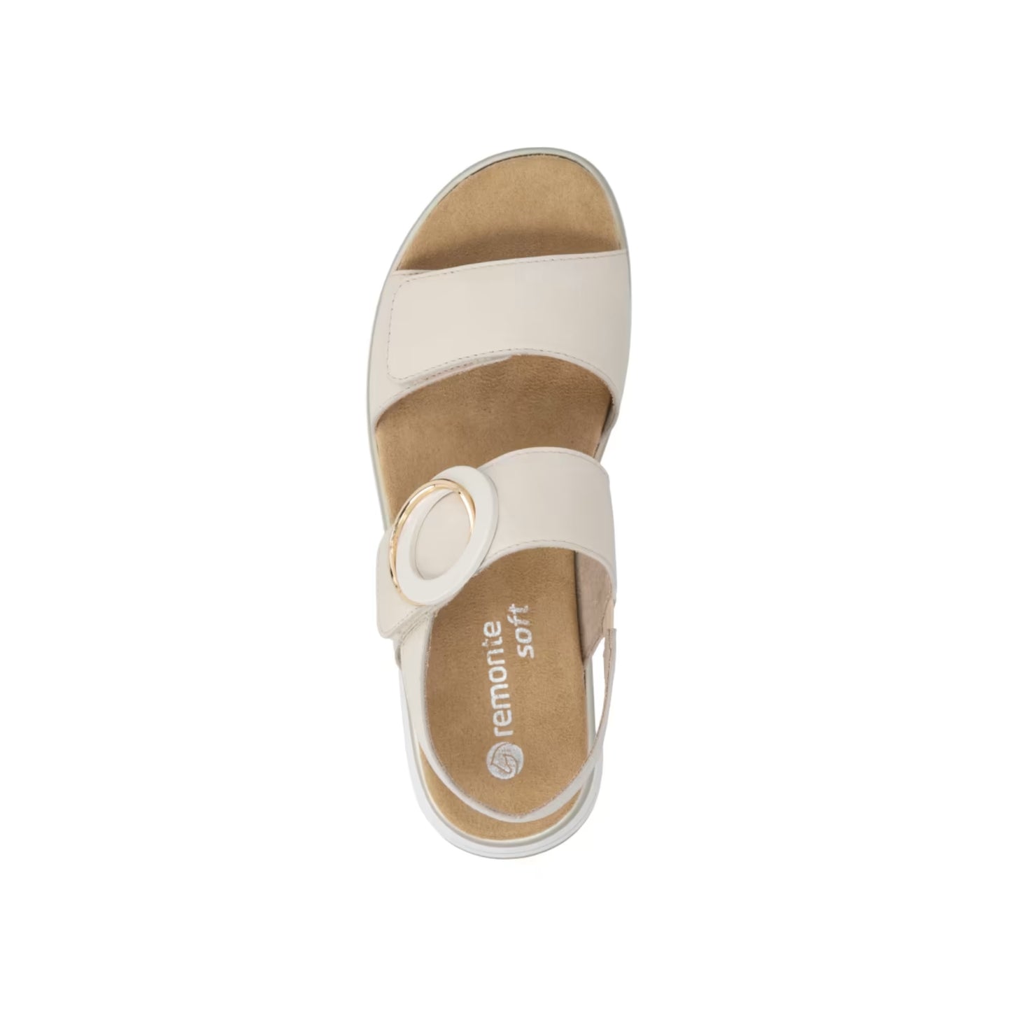 Remonte Cream Velcro Leather Sandal D1J63