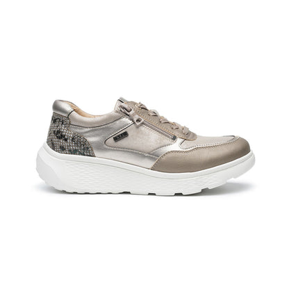 G Comfort Ladies Trainer Side Zipper Taupe Metallic S2731