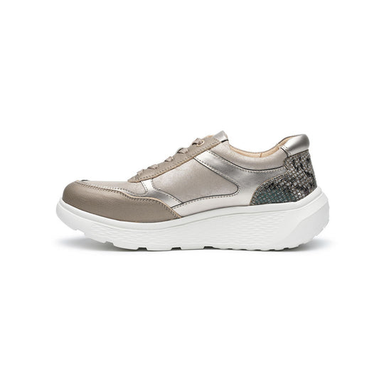 G Comfort Ladies Trainer Side Zipper Taupe Metallic S2731