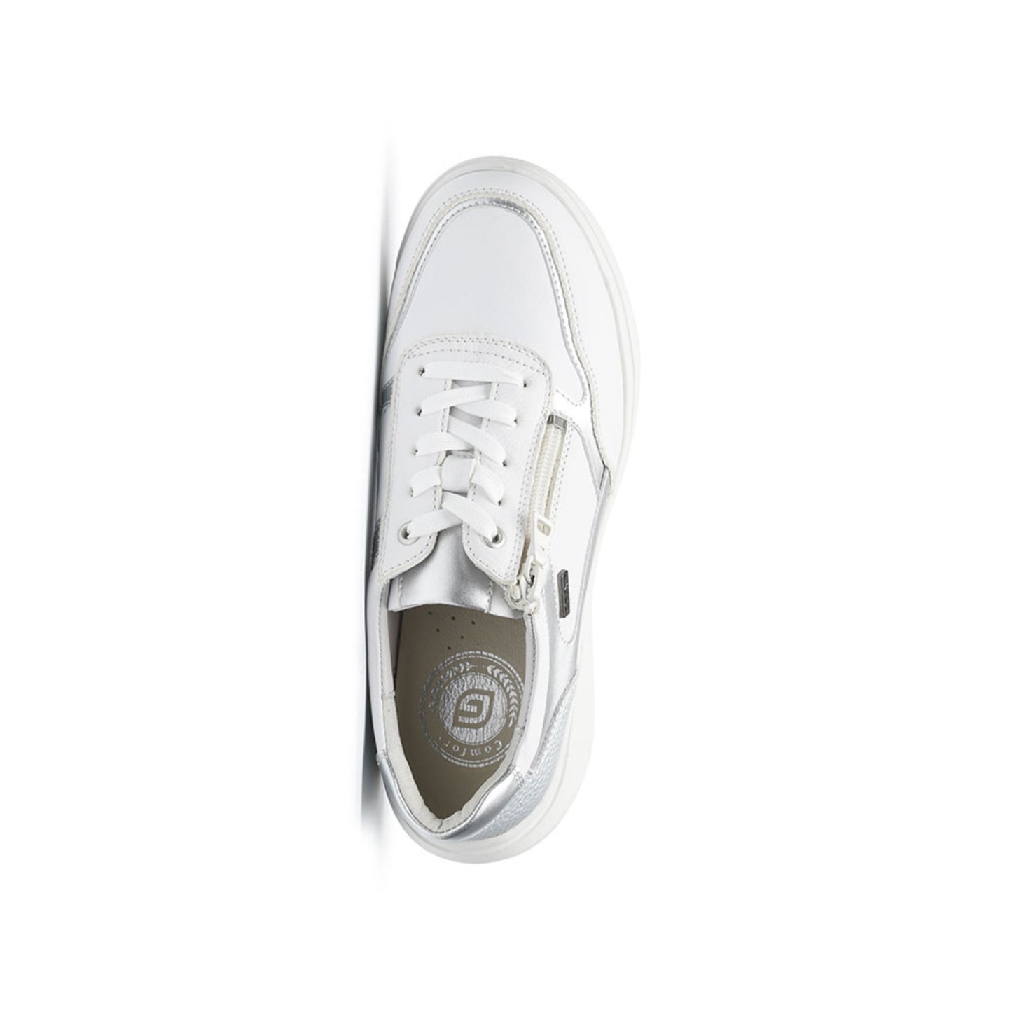 G-Comfort Ladies Trainer Side Zipper White Metallic S2731