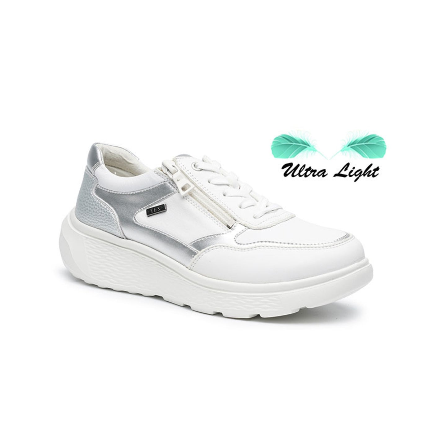 G-Comfort Ladies Trainer Side Zipper White Metallic S2731