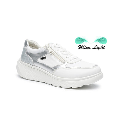 G-Comfort Ladies Trainer Side Zipper White Metallic S2731