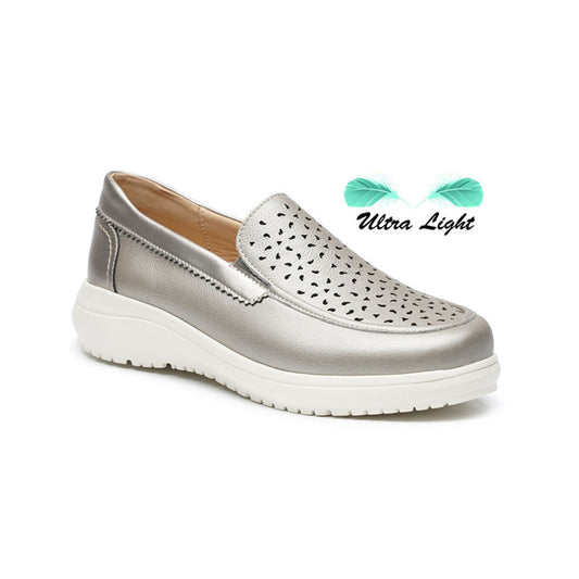 G Comfort Slip On Mocassin Shoe Platinum 26294
