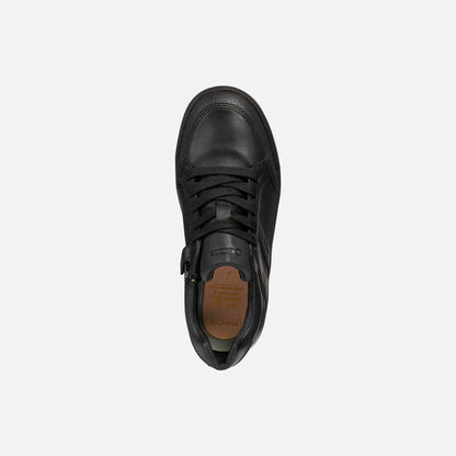 Geox Arzach Boys Black Leather Shoe J844AD