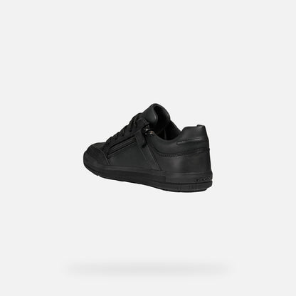 Geox Arzach Boys Black Leather Shoe J844AD