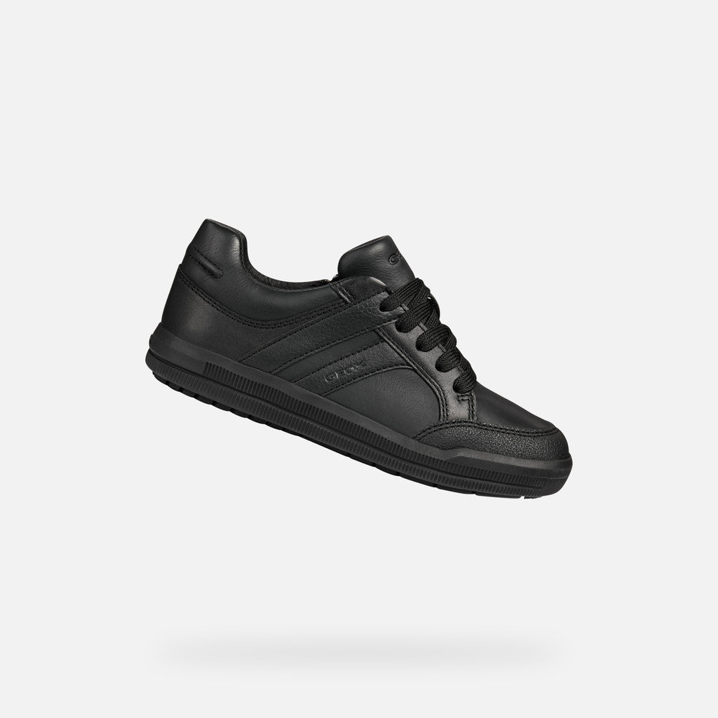 Geox Arzach Boys Black Leather Shoe J844AD