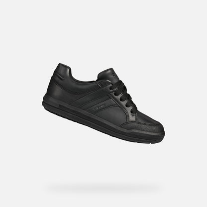 Geox Arzach Boys Black Leather Shoe J844AD