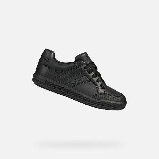 Geox Arzach Boys Black Leather Shoe J844AD