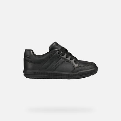 Geox Arzach Boys Black Leather Shoe J844AD
