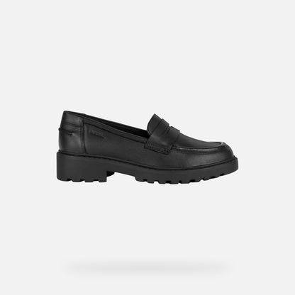 Geox Casey Loafer Black Leather Shoe J3620C