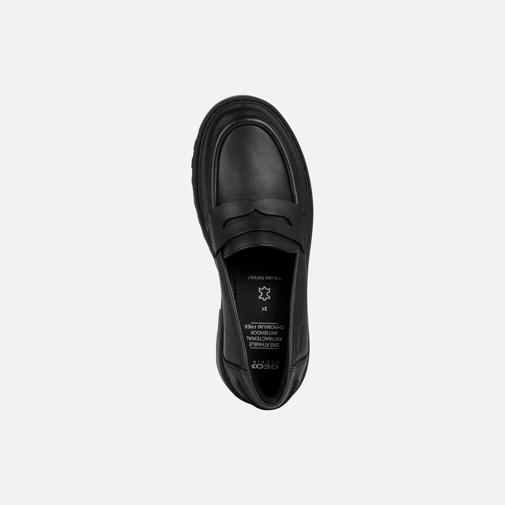 Geox Casey Loafer Black Leather Shoe J3620C