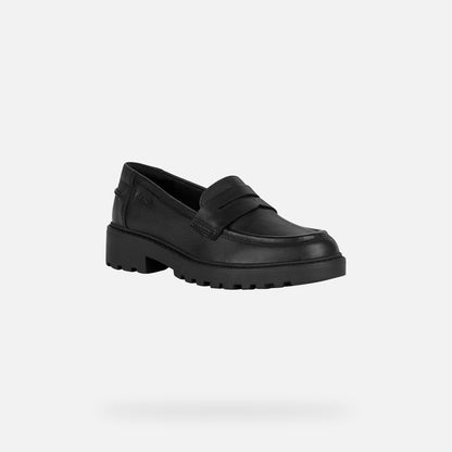 Geox Casey Loafer Black Leather Shoe J3620C