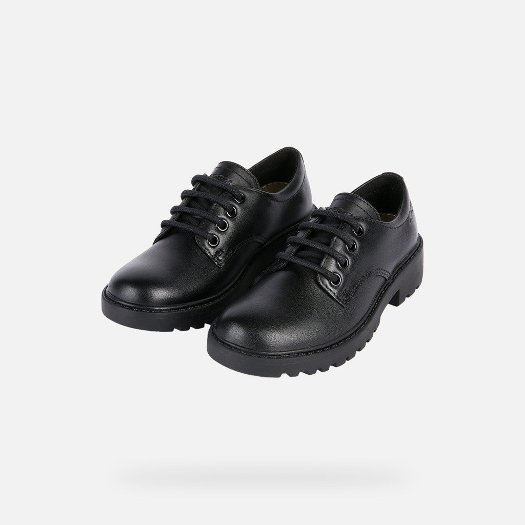 Geox Casey Lace Up Black Leather Shoe J0420C