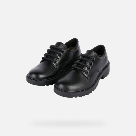 Geox Casey Lace Up Black Leather Shoe J0420C