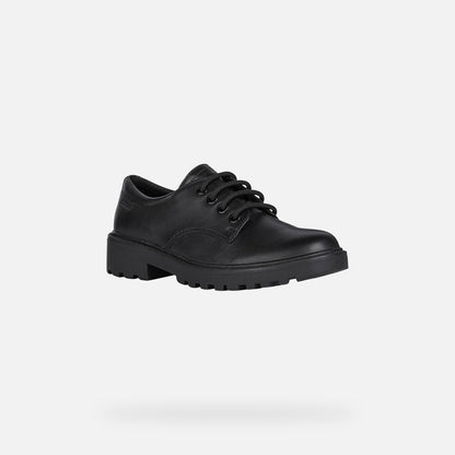 Geox Casey Lace Up Black Leather Shoe J0420C
