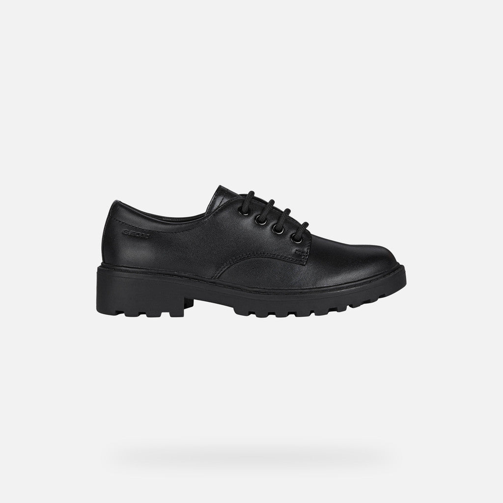 Geox Casey Lace Up Black Leather Shoe J0420C
