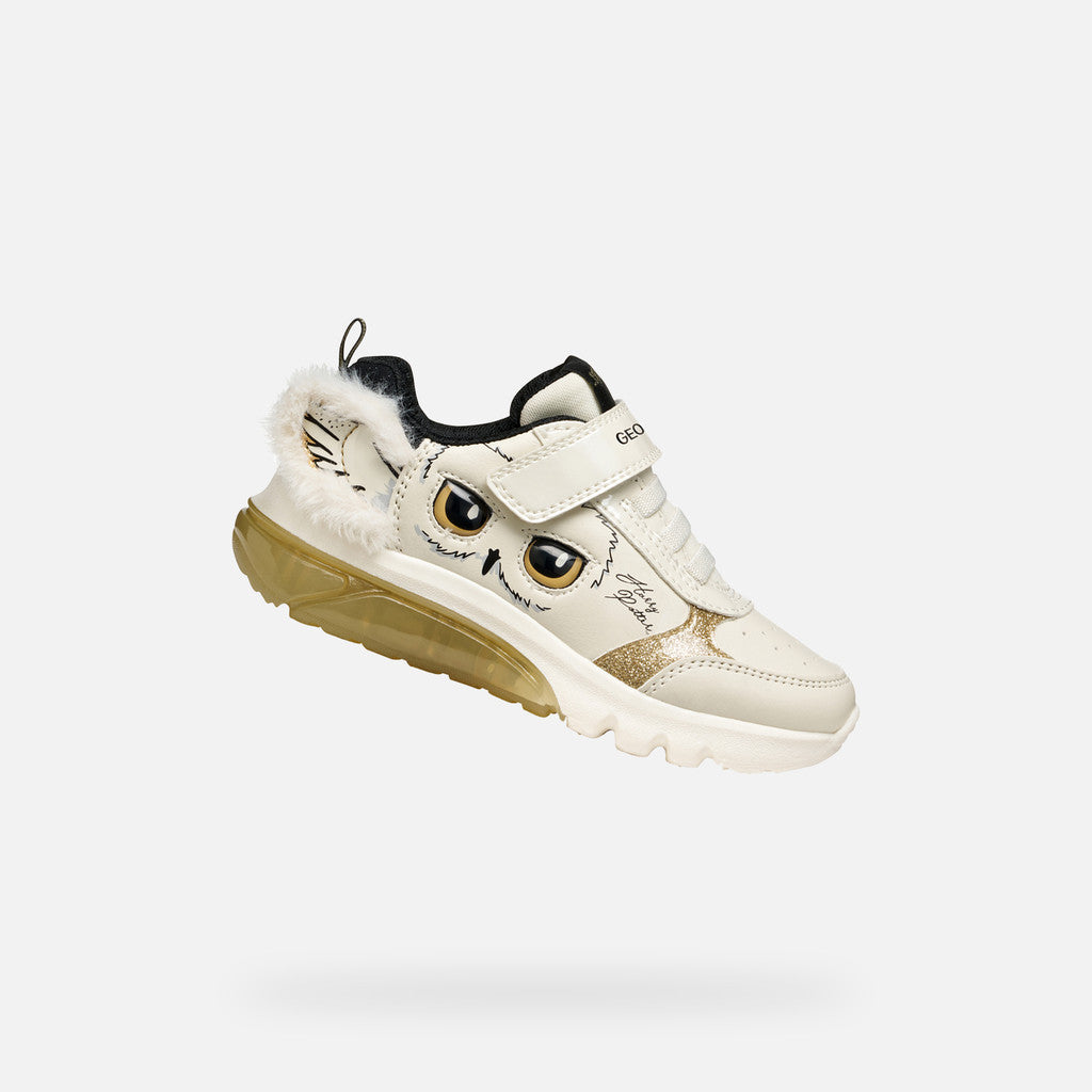 Geox Harry Potter Hedwig Lights Ciberdron Trainers White Gold J56LPA