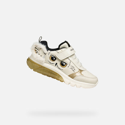 Geox Harry Potter Hedwig Lights Ciberdron Trainers White Gold J56LPA