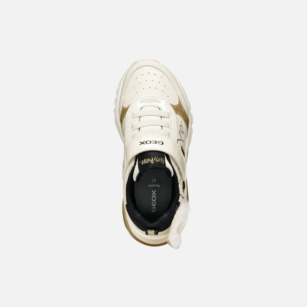 Geox Harry Potter Hedwig Lights Ciberdron Trainers White Gold J56LPA