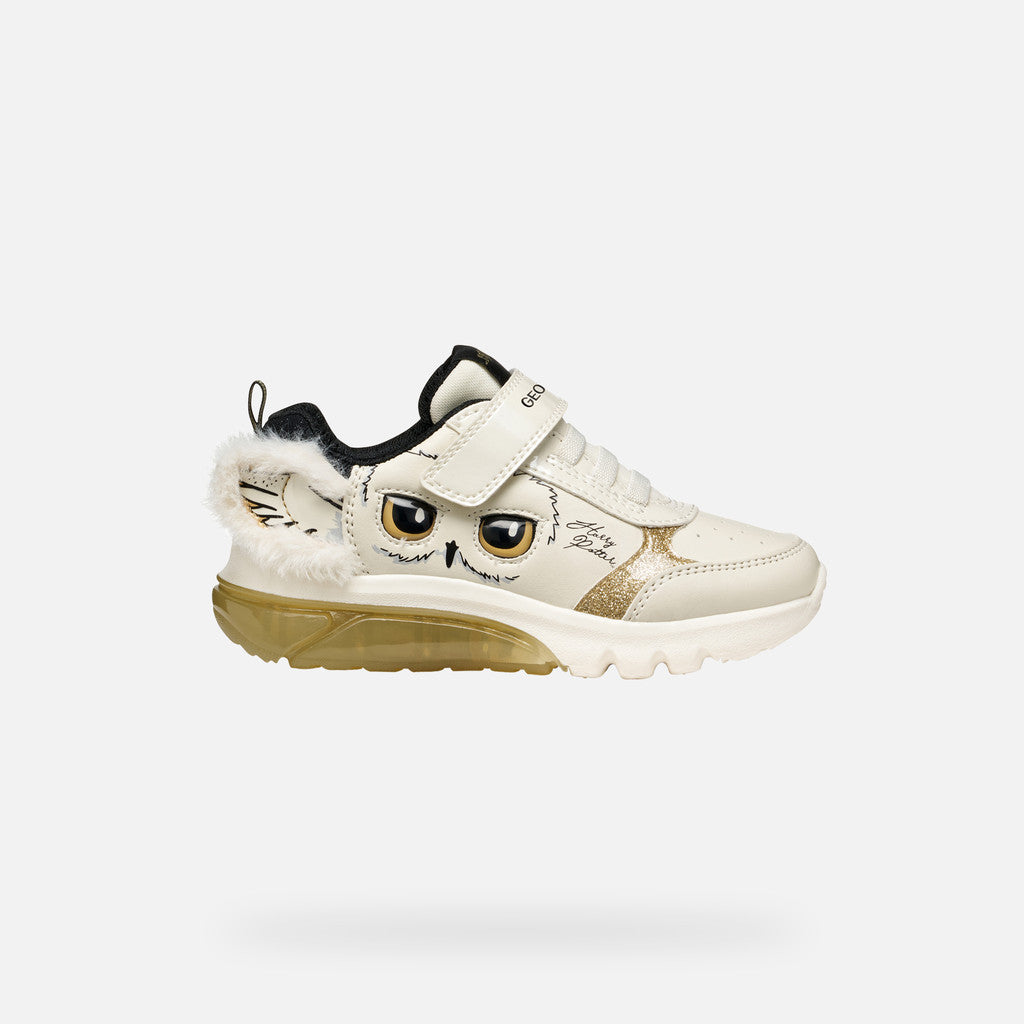 Geox Harry Potter Hedwig Lights Ciberdron Trainers White Gold J56LPA