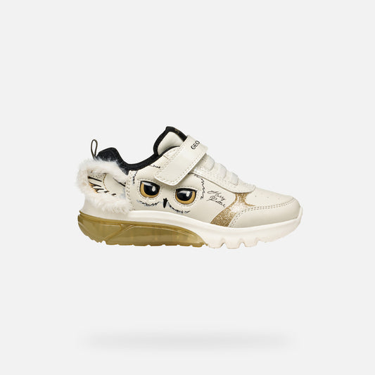 Geox Harry Potter Hedwig Lights Ciberdron Trainers White Gold J56LPA