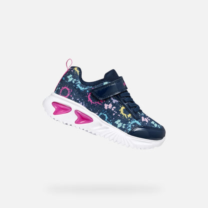 Geox Assister Lights Trainer Girls Navy Multi J45E9B