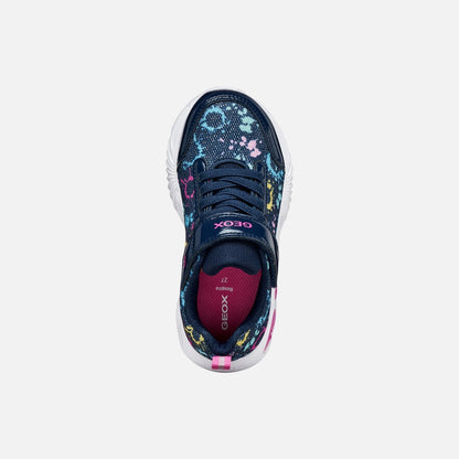 Geox Assister Lights Trainer Girls Navy Multi J45E9B