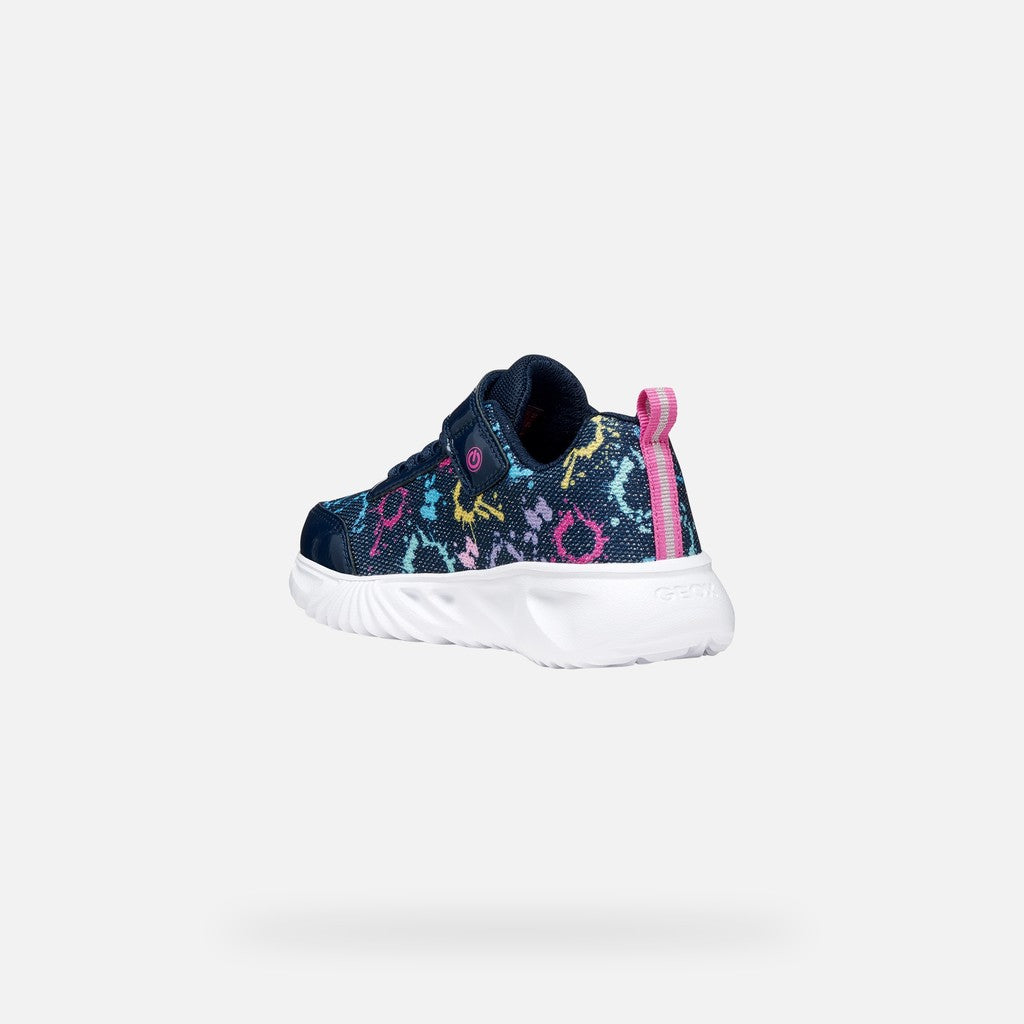 Geox Assister Lights Trainer Girls Navy Multi J45E9B