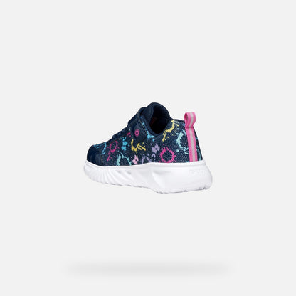 Geox Assister Lights Trainer Girls Navy Multi J45E9B