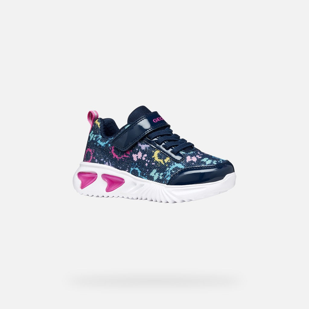 Geox Assister Lights Trainer Girls Navy Multi J45E9B