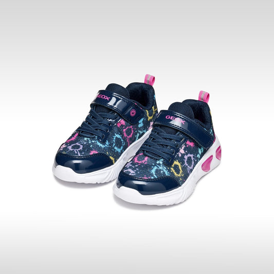 Geox Assister Lights Trainer Girls Navy Multi J45E9B