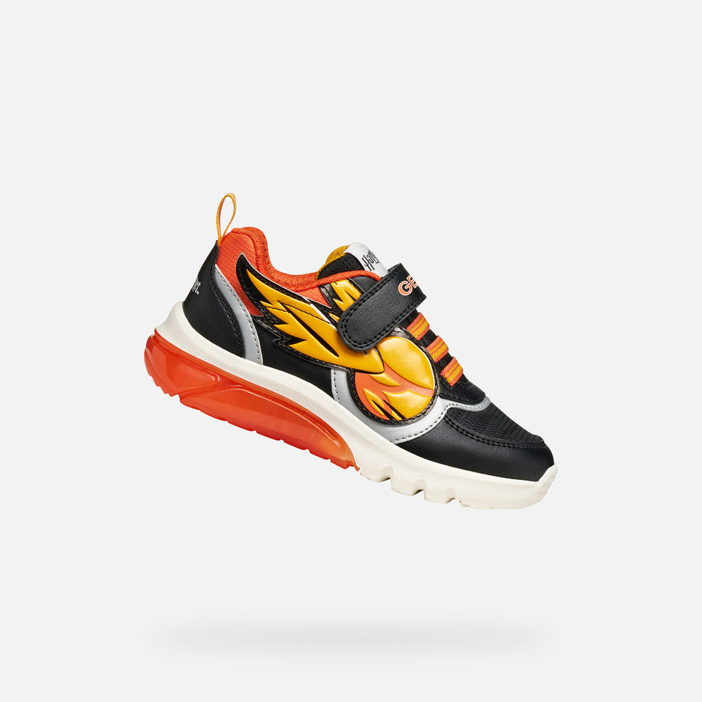 Geox Harry Potter Snitch Lights Runners Ciberdron Black Orange J56LBH