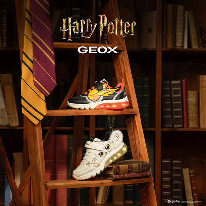 Geox Harry Potter Hedwig Lights Ciberdron Trainers White Gold J56LPA