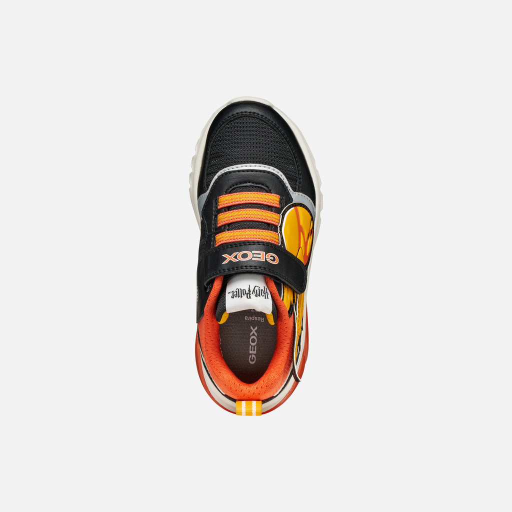 Geox Harry Potter Snitch Lights Runners Ciberdron Black Orange J56LBH