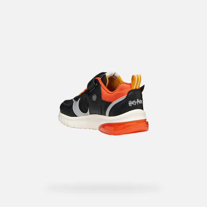 Geox Harry Potter Snitch Lights Runners Ciberdron Black Orange J56LBH